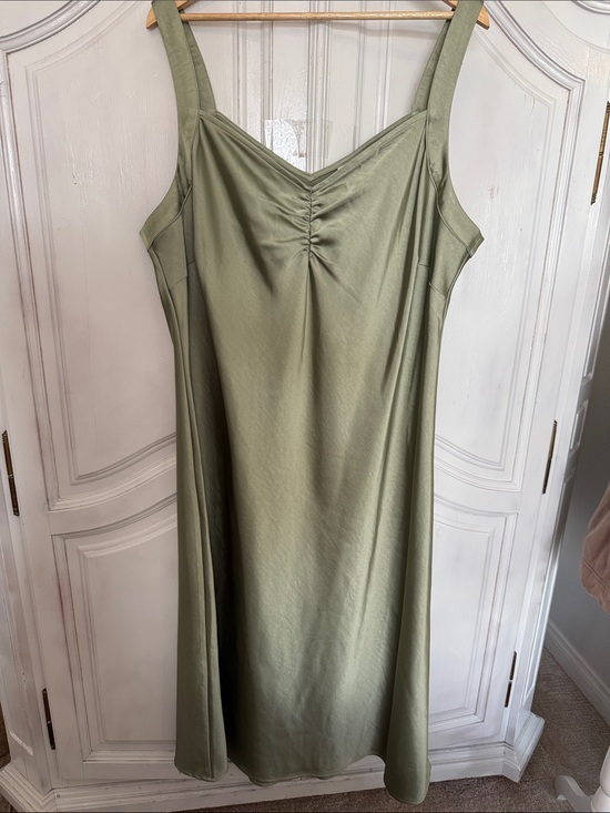 Ava & Viv Dresses & Skirts - Ava & Viv Sage Green Satin Strappy Midi Dress Size 2X Wedding Guest Homecoming